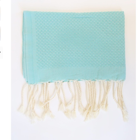 Feel & Scents Miami Fouta Handwoven Tunisian Cotton Guest Towels- Teal- Set Of 2 - Picture 1 of 8
